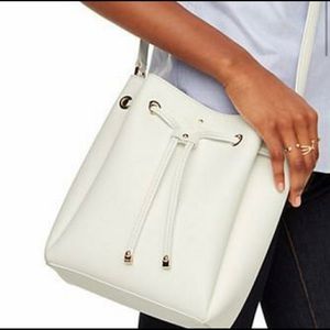 Kate Spade White Crosshatch Bucket Bag